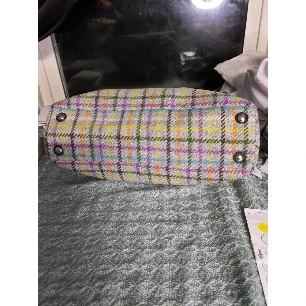 59.Coach Penelope Tattersall Plaid Wool Tweed Satchel